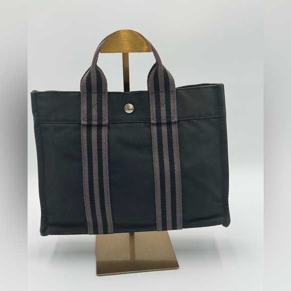 Authentic "HERMES" Fourre Tout Tote Bag Gray Canvas - Picture 3 of 15